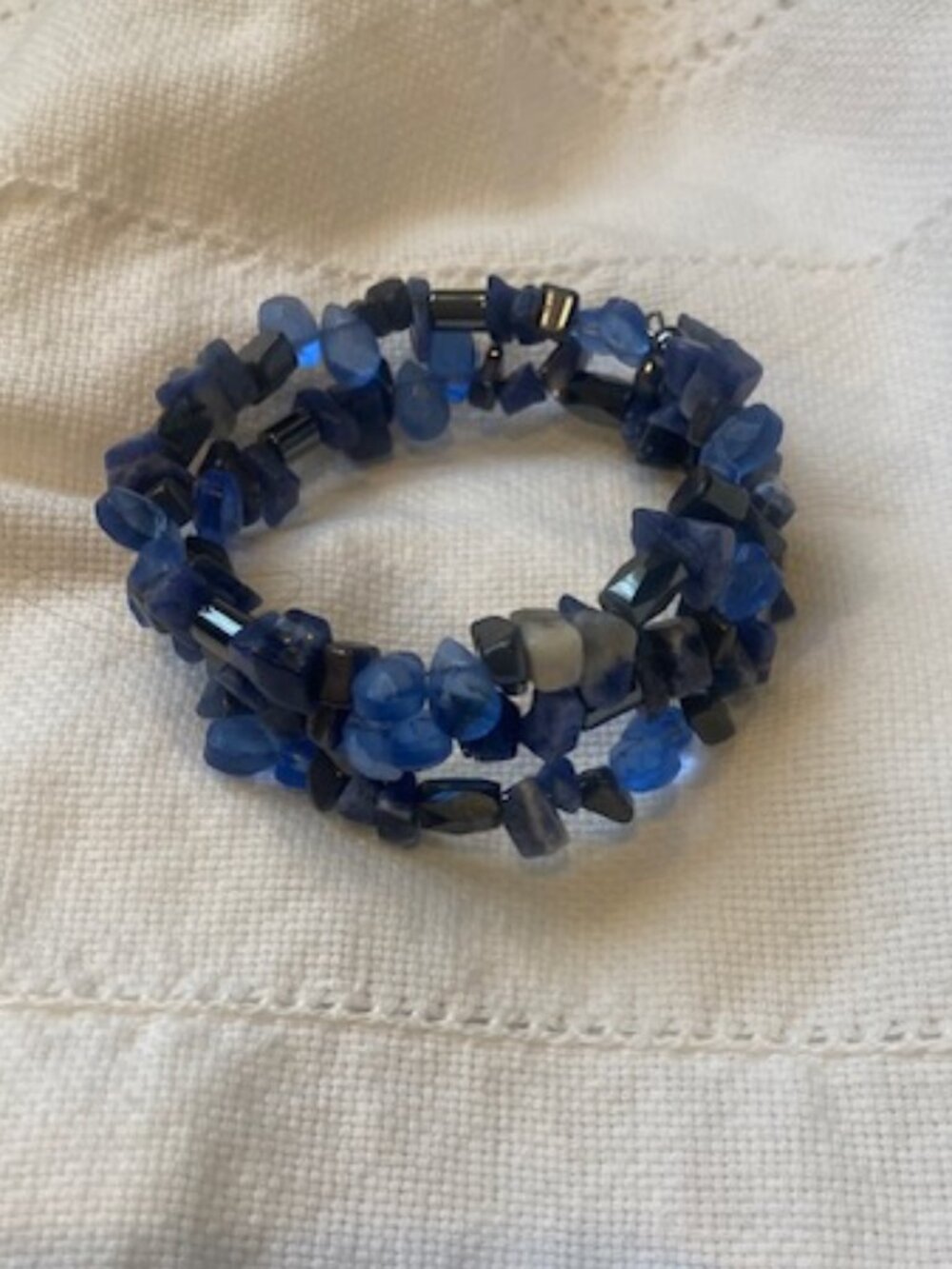 Blue beaded wrap bracelet